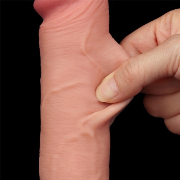 8" Sliding Skin Dildo - Flesh - Image 8
