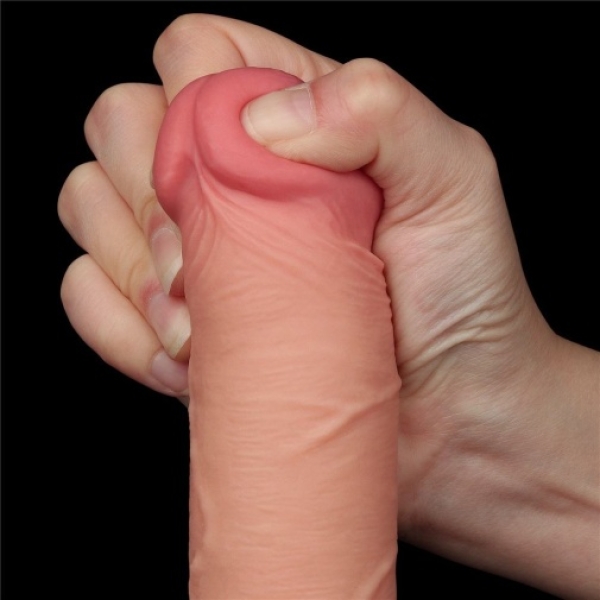 8" Sliding Skin Dildo - Flesh - Image 9