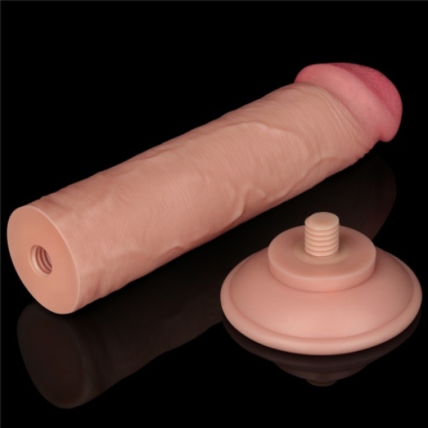8" Sliding Skin Dildo - Flesh - Image 10