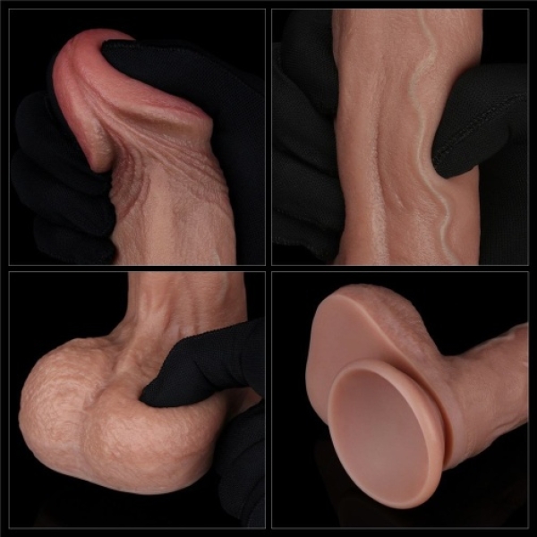 9'' Dual Layered Natural Dildo - Brown - Image 15