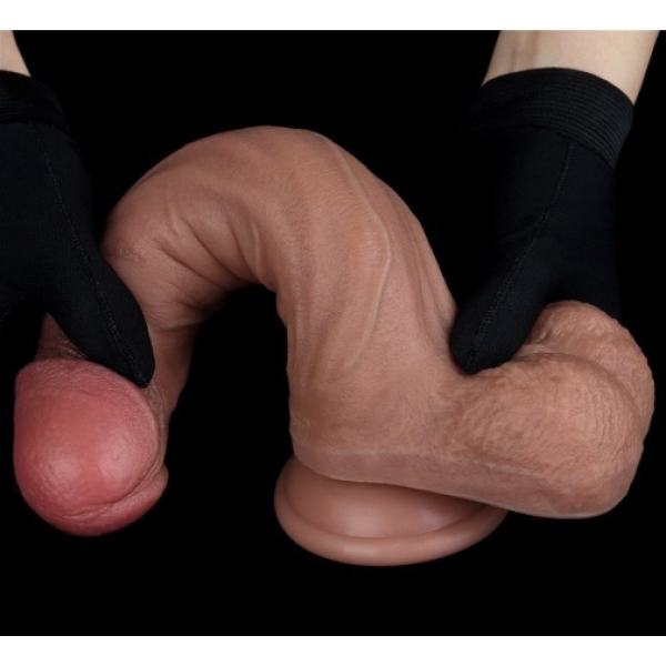 9'' Dual Layered Natural Dildo - Brown - Image 7