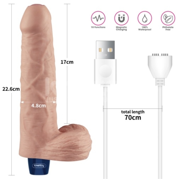 9" Real Softee Vibro Dildo - Flesh - Image 14