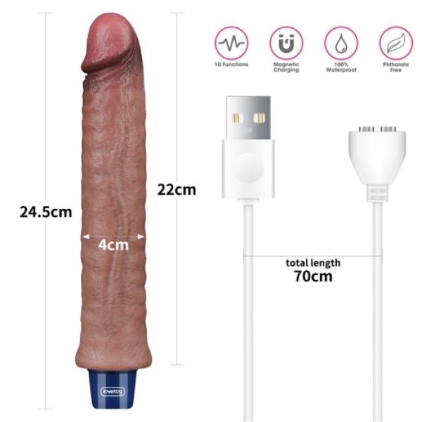 9.5" Real Softee Vibro Dildo - Brown：圖片 11