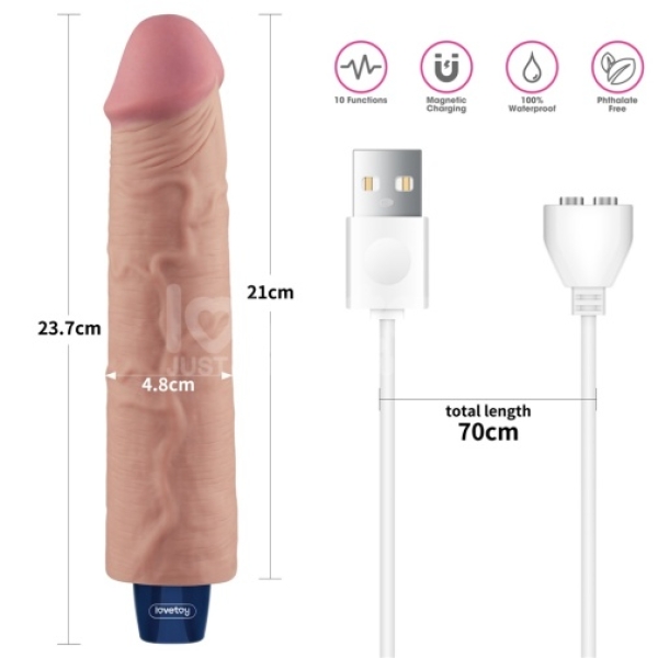 9.5" Real Softee Vibro Dildo - Flesh - Image 14