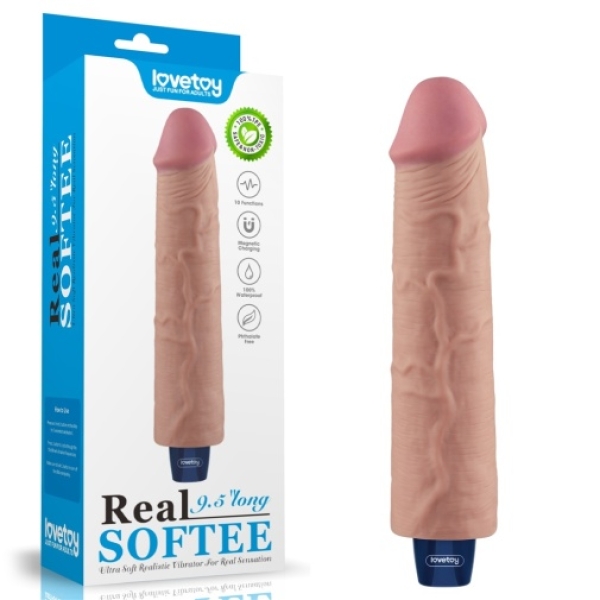 9.5" Real Softee Vibro Dildo - Flesh - Image 15