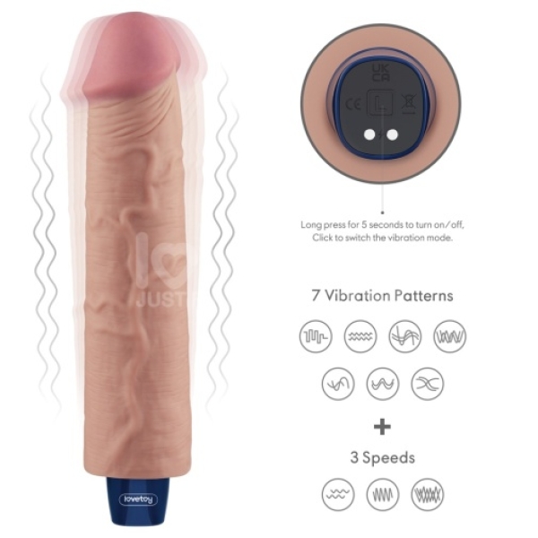 9.5" Real Softee Vibro Dildo - Flesh：圖片 4