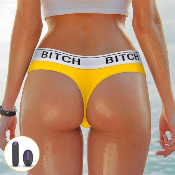 Bitch Vibrating Panties S - Yellow - Image 6