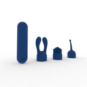 Bullet Vibrator w Attachment - Navy Blue