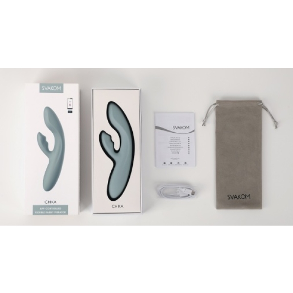 Chika APP Rabbit Vibrator - Turquoise Grey - Image 14