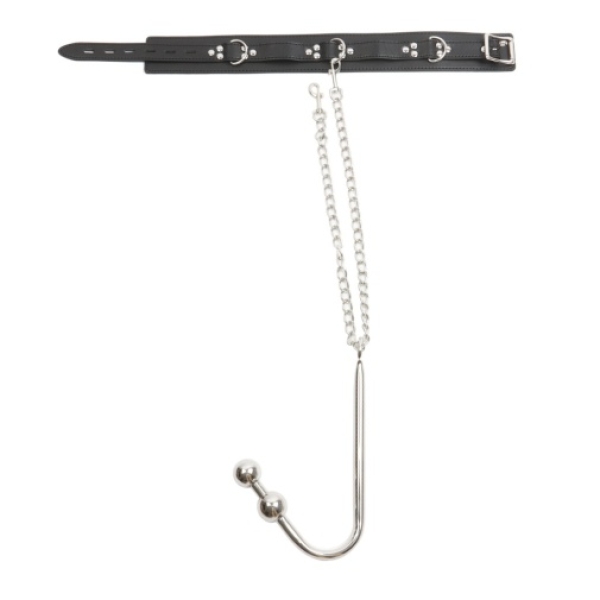 Collar w 2 Balls Anal Hook