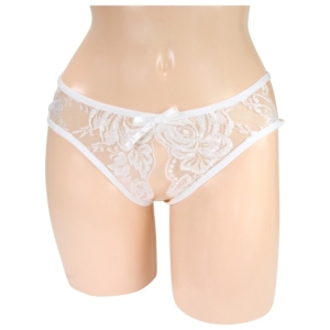 D048 Crotchless Panties - White