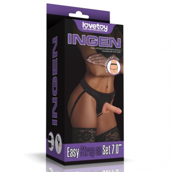 Easy Strapon Set w Balls 7'' - Flesh - Image 16