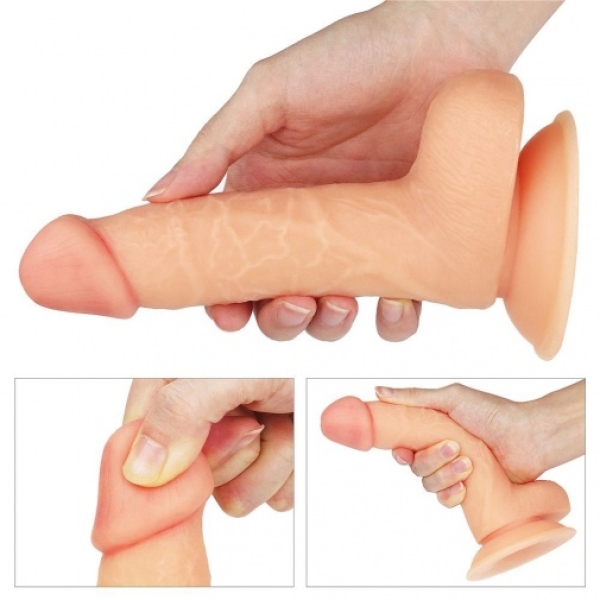 Easy Strapon Set w Balls 7'' - Flesh - Image 4