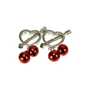 Heart Nipple Clamps w Bells #7 - Silver