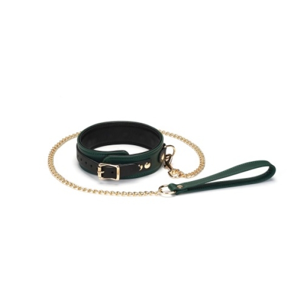 LE Premium Collar w Leash - Dark Green
