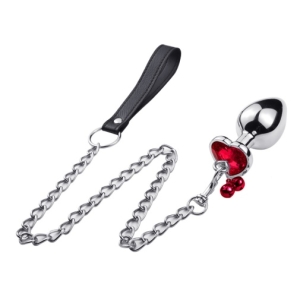 Metal Heart Plug w Bells M - Red