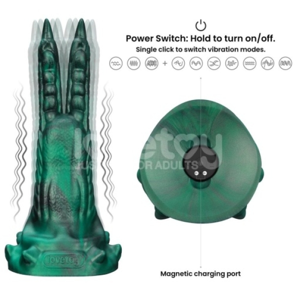 Savage Charm Vibro Dildo - Blue - Image 11