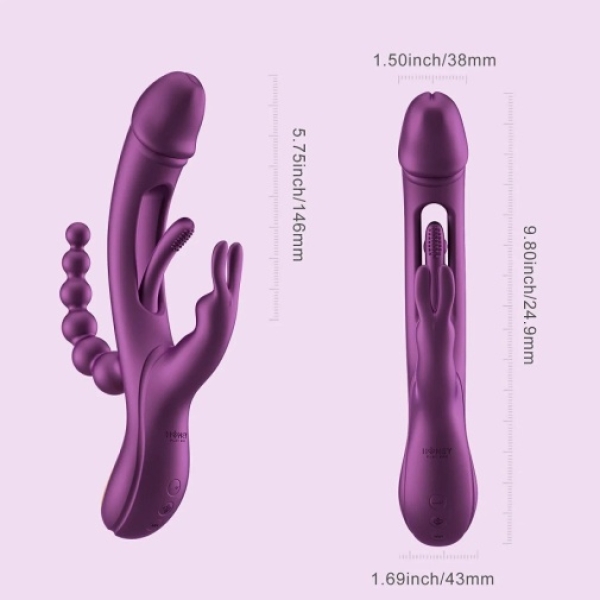 Trilux Rabbit Vibrator w Beads - Purple - Image 11