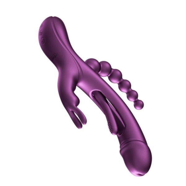 Trilux Rabbit Vibrator w Beads - Purple - Image 3