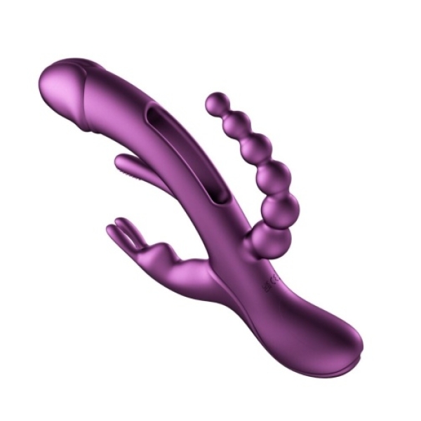 Trilux Rabbit Vibrator w Beads - Purple - Image 5