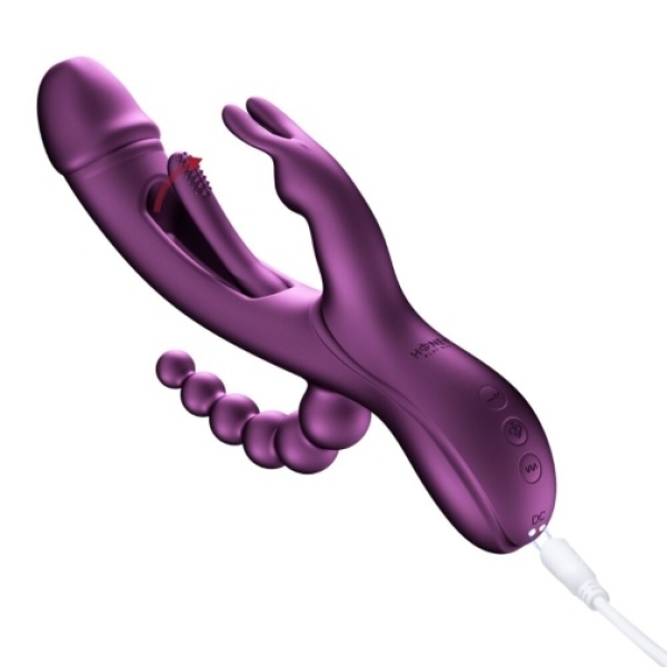 Trilux Rabbit Vibrator w Beads - Purple - Image 10
