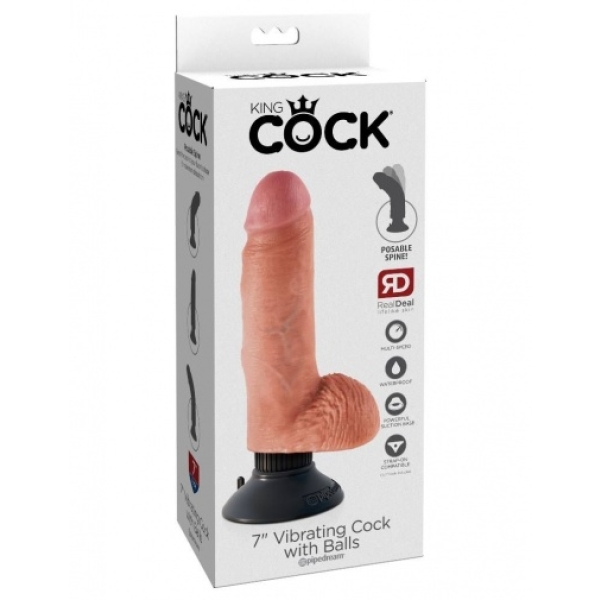 Vibrating Cock 7" with Balls - Flesh - Image 8